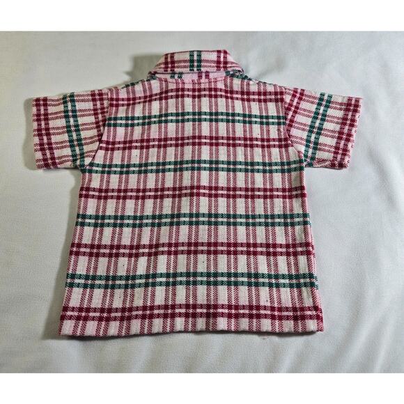 Boy’s Vintage Zipper Plaid Polo 1960s Healthtex Sz 2T Green Red Permanent Press - Picture 3 of 6